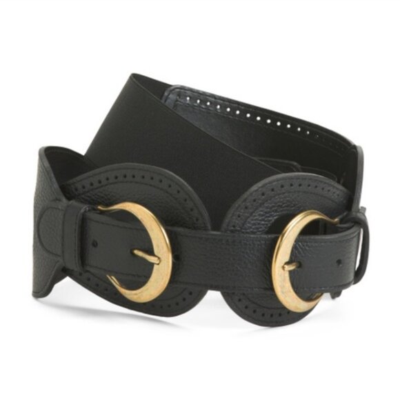 Martina Mori Black Leather Double Buckle Belt main image 4